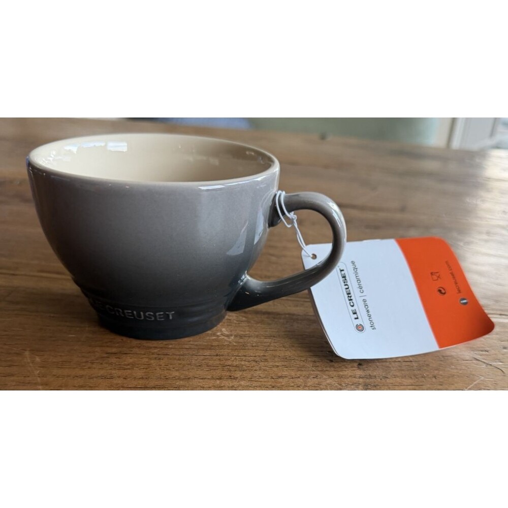 Le Creuset Stoneware  Giant Cappuccino Bistro Mug 14 oz Flint Grey Gray NEW